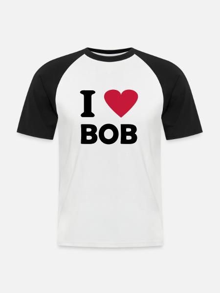 bob - Männer Baseball-T-Shirt - Weiß/Schwarz