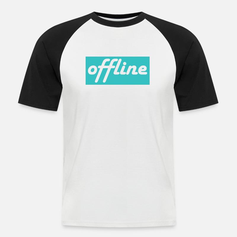 offline- blau weiß - Männer Baseball-T-Shirt - Weiß/Schwarz