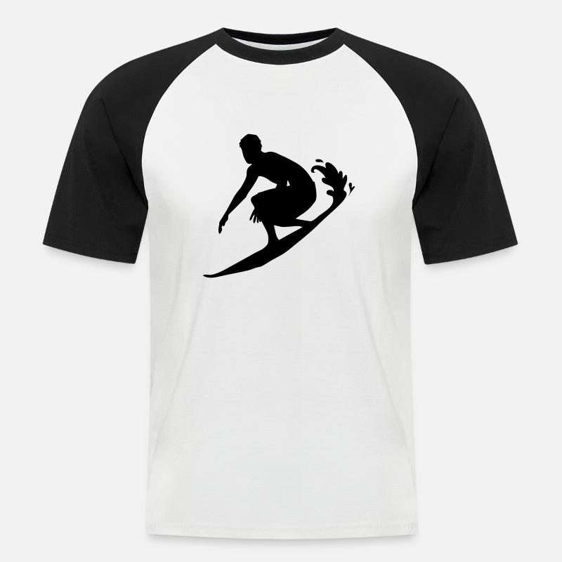 surfer_1 - Männer Baseball-T-Shirt - Weiß/Schwarz