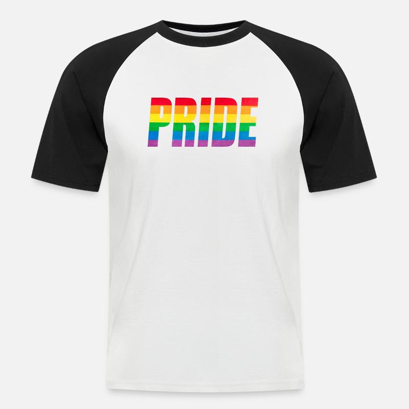 Rainbow Pride Grafik - Männer Baseball-T-Shirt - Weiß/Schwarz