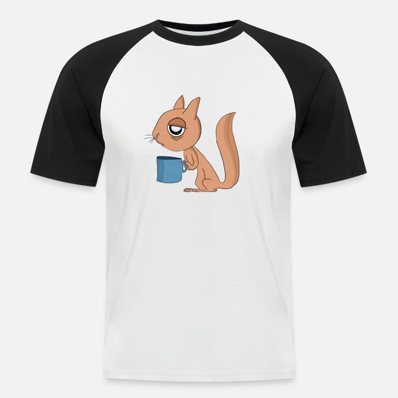 Eichhörnchen müde - Männer Baseball-T-Shirt - Weiß/Schwarz