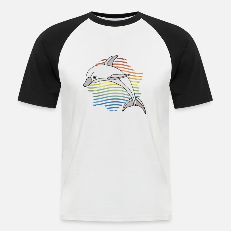 Delfin - Männer Baseball-T-Shirt - Weiß/Schwarz