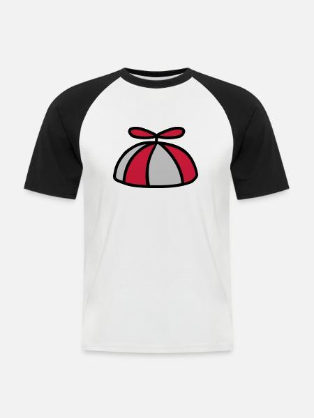 Bunte Propellermütze Windrad Hut - Männer Baseball-T-Shirt - Weiß/Schwarz