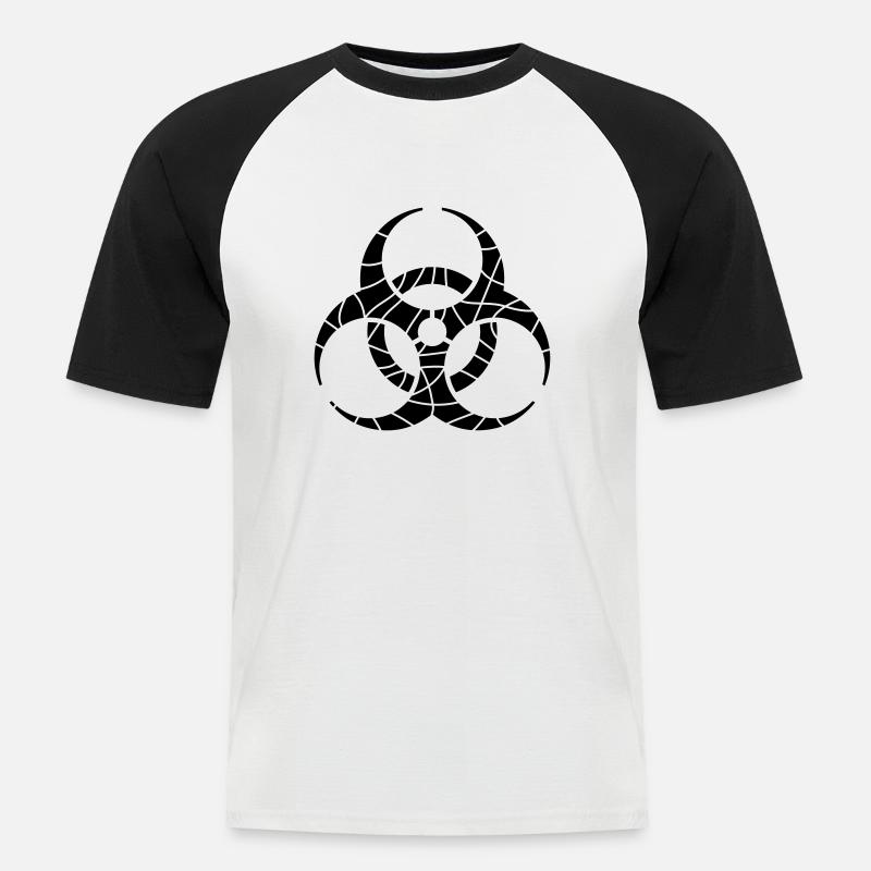 Biohazard Symbol Risse Design - Männer Baseball-T-Shirt - Weiß/Schwarz