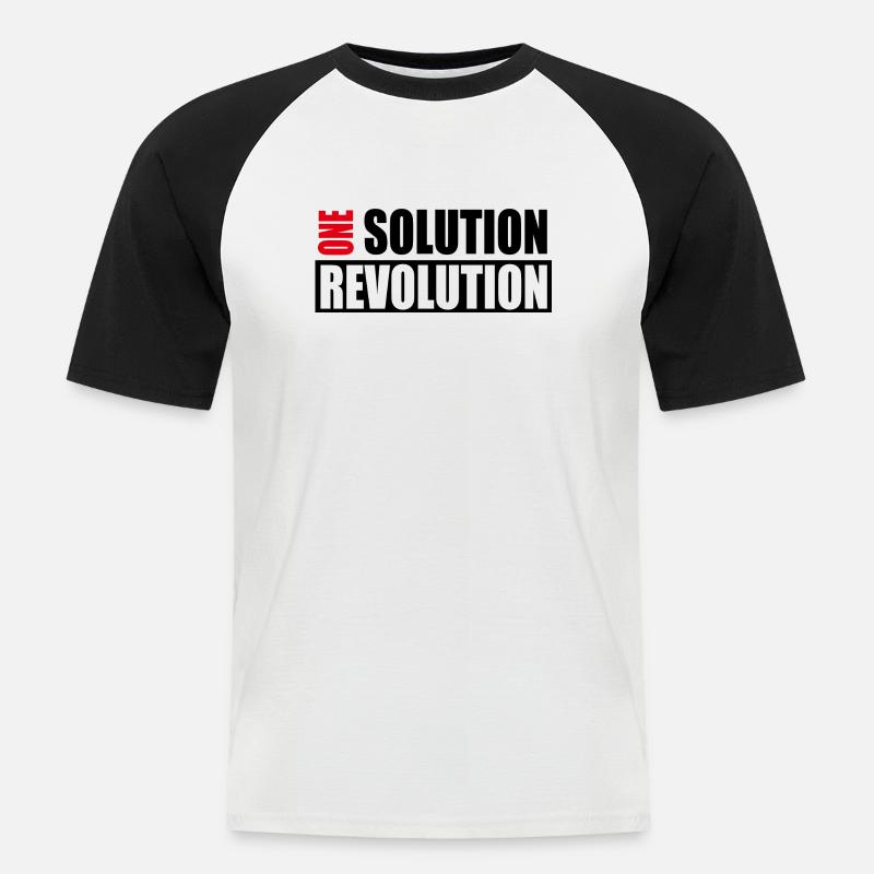 One Solution Revolution - Männer Baseball-T-Shirt - Weiß/Schwarz