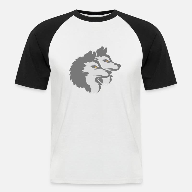 Team Logo Wolf Pack - Männer Baseball-T-Shirt - Weiß/Schwarz