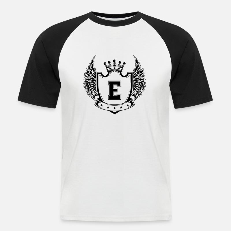 Wappen E - Männer Baseball-T-Shirt - Weiß/Schwarz