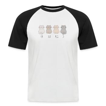 Un Deux Trois Cat - Gift for cat and animal lover - Männer Baseball-T-Shirt - Weiß/Schwarz - Vorne - Nik (191cm)