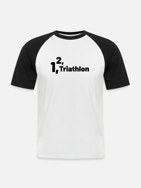 1 2 Triathlon - Men's Baseball T-Shirt - white/black