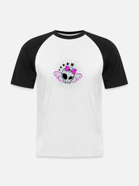 Skull Girl - Men's Baseball T-Shirt - white/black