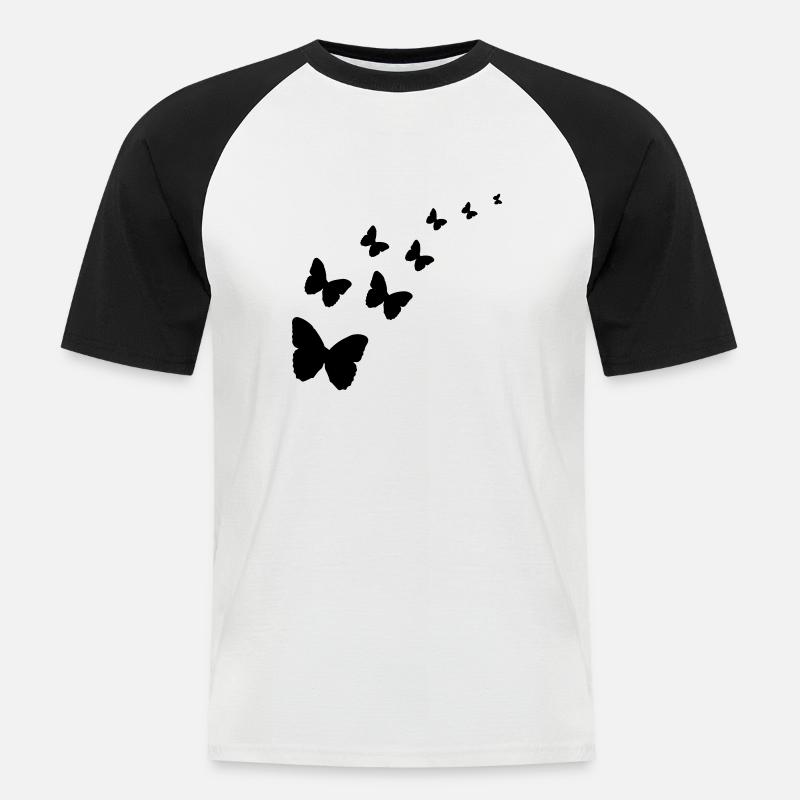 Schmetterlinge - Männer Baseball-T-Shirt - Weiß/Schwarz
