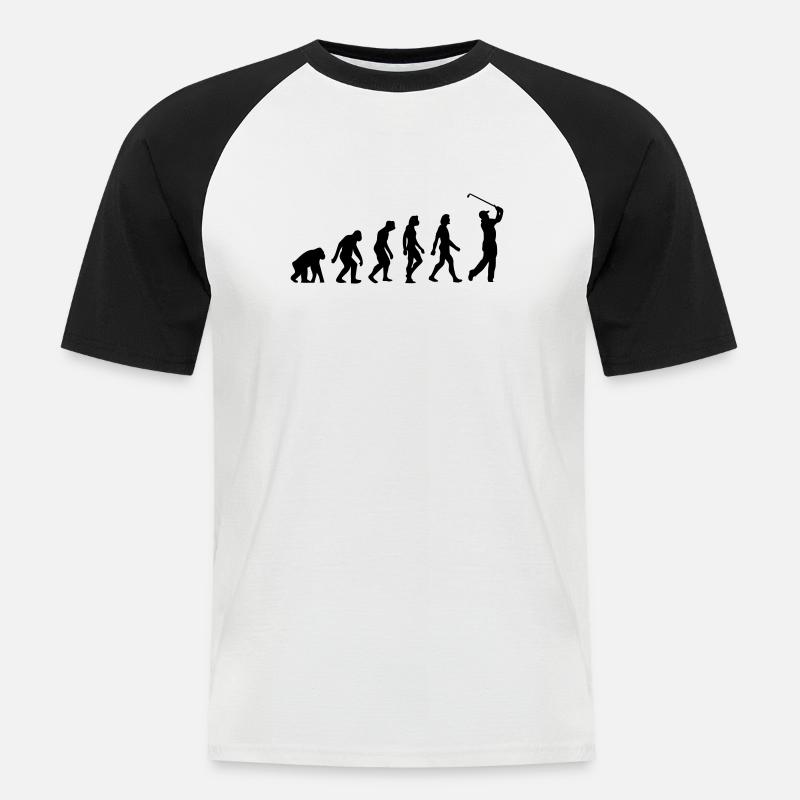 Die Evolution von Golf - Männer Baseball-T-Shirt - Weiß/Schwarz