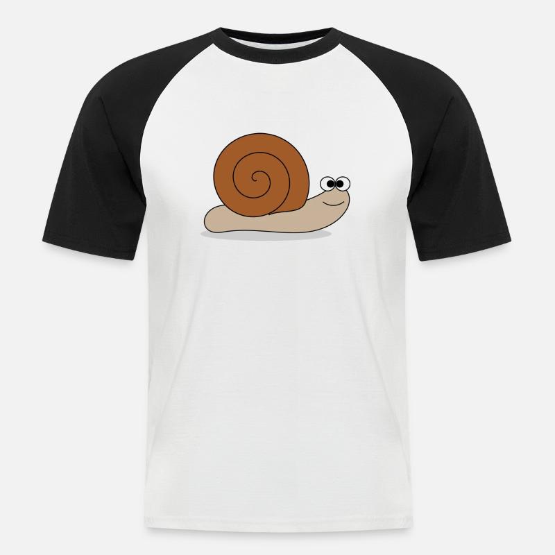 Brown snail - Men's Baseball T-Shirt - white/black