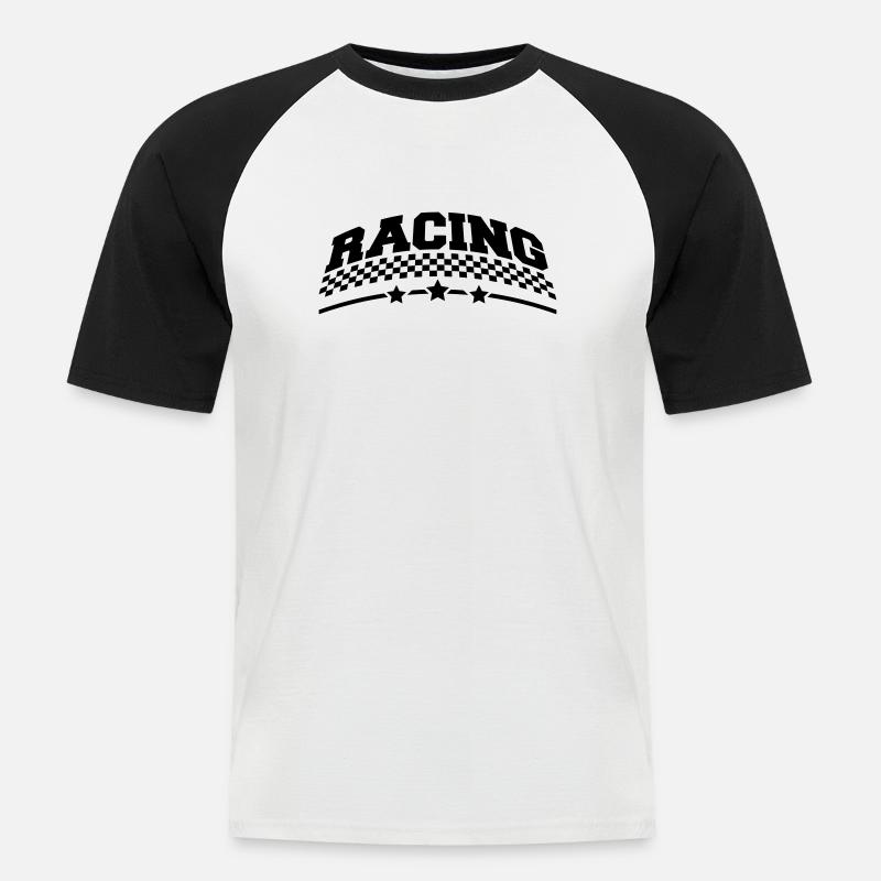 racing_design_1 - Männer Baseball-T-Shirt - Weiß/Schwarz