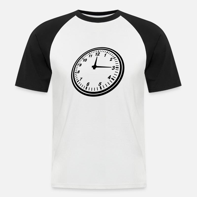 clock_design_yu1 - Männer Baseball-T-Shirt - Weiß/Schwarz