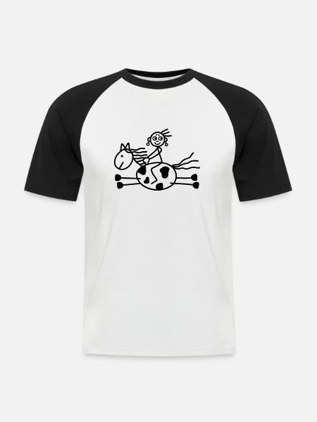 Reiterin - Westernreiten - Männer Baseball-T-Shirt - Weiß/Schwarz