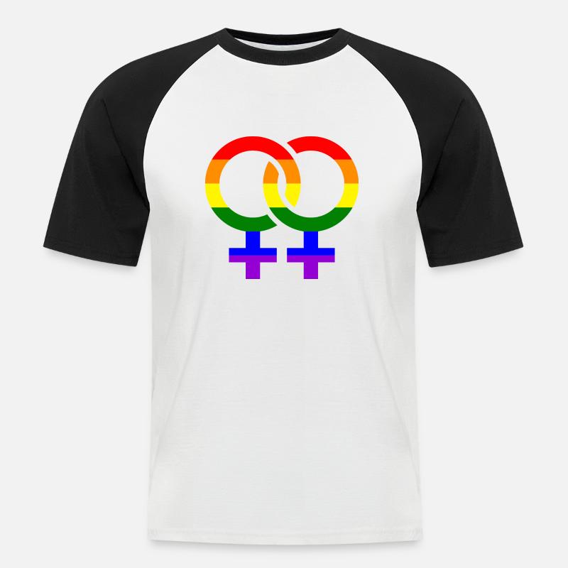 Lesbisch - Männer Baseball-T-Shirt - Weiß/Schwarz