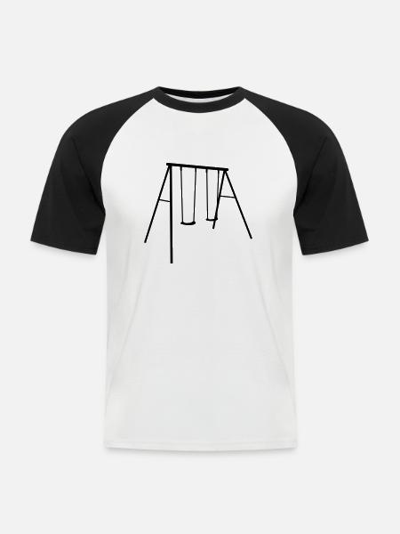 Schaukel für Kinder b1 - Männer Baseball-T-Shirt - Weiß/Schwarz