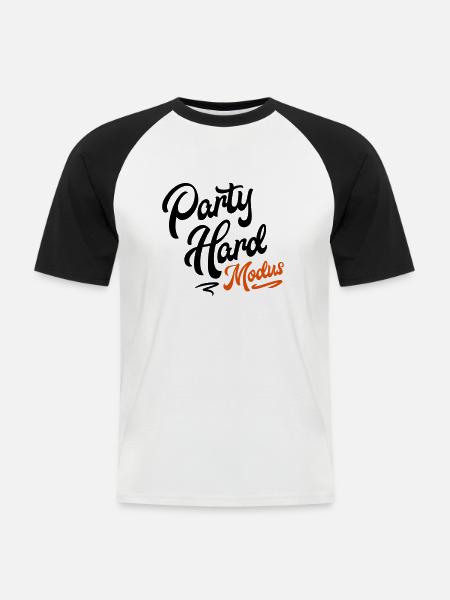 party hard design - Männer Baseball-T-Shirt - Weiß/Schwarz