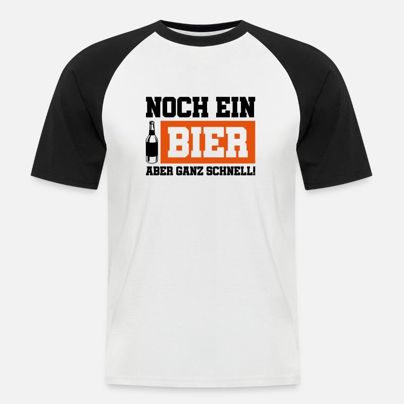noch ein bier schnell - Männer Baseball-T-Shirt - Weiß/Schwarz