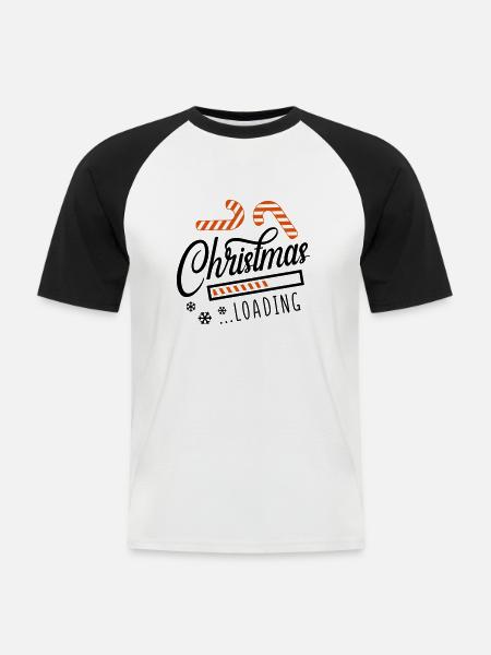 christmas loading - Männer Baseball-T-Shirt - Weiß/Schwarz