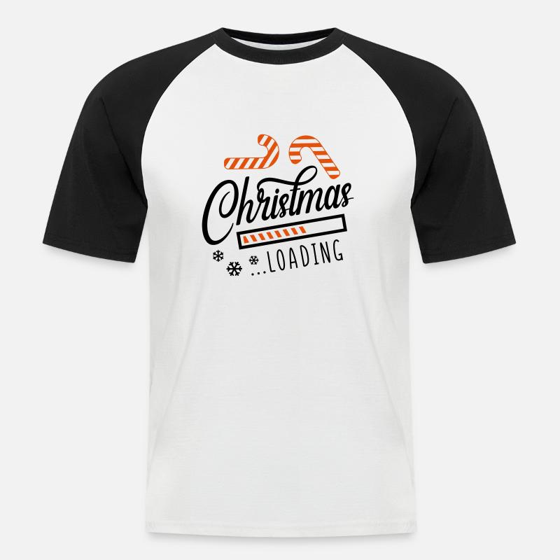 christmas loading - Männer Baseball-T-Shirt - Weiß/Schwarz