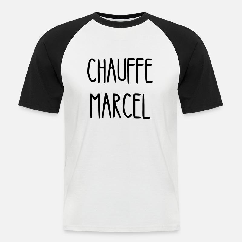 chauffe marcel - T-shirt baseball manches courtes Homme - blanc/noir