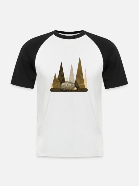 Igel - Männer Baseball-T-Shirt - Weiß/Schwarz