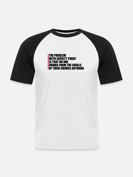 drinks from enemies skulls - Men's Baseball T-Shirt - white/black