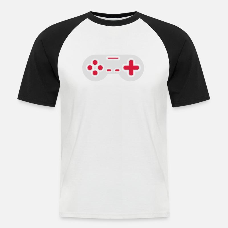 Design Retro Gamer Controller - Men's Baseball T-Shirt - white/black