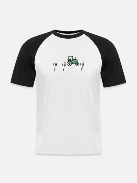 Herzschlag des Landlebens - Männer Baseball-T-Shirt - Weiß/Schwarz