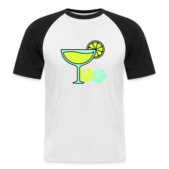 Cocktail Hibiscus - T-shirt baseball manches courtes Homme - blanc/noir - Devant - Nik (191cm)