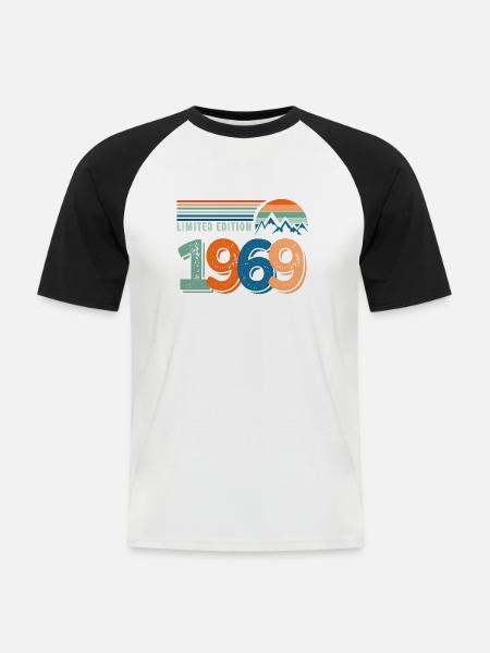 Limitierte Auflage 1969 - Männer Baseball-T-Shirt - Weiß/Schwarz