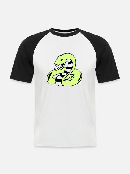 snake 02 - Men's Baseball T-Shirt - white/black