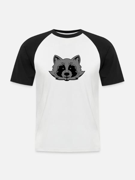 Raccoon Comic - Men's Baseball T-Shirt - white/black