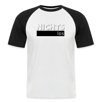 NICHTS los - Männer Baseball-T-Shirt - Weiß/Schwarz - Vorne - Nik (191cm)