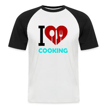 i love cooking - Männer Baseball-T-Shirt - Weiß/Schwarz - Vorne - Nik (191cm)