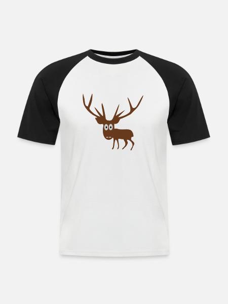 Hirsch - Männer Baseball-T-Shirt - Weiß/Schwarz