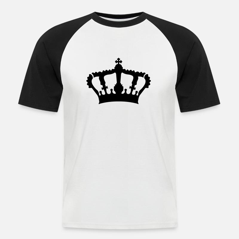 Krone / Crown - Männer Baseball-T-Shirt - Weiß/Schwarz