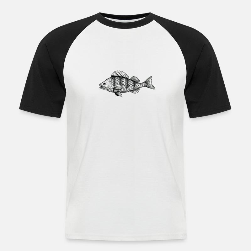 Barsch - Männer Baseball-T-Shirt - Weiß/Schwarz