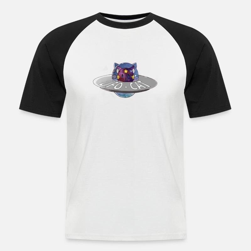 UFO-CAT - Männer Baseball-T-Shirt - Weiß/Schwarz