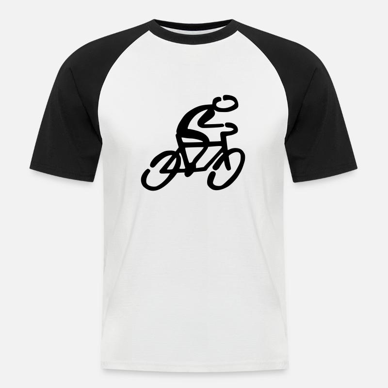 Fahrradfahrer Fahrrad - Männer Baseball-T-Shirt - Weiß/Schwarz