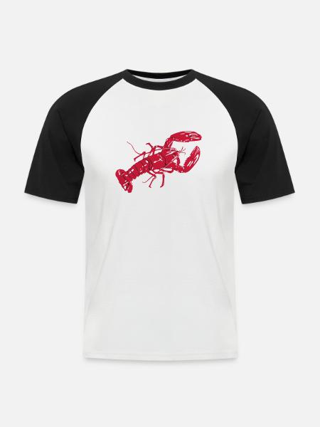 LobsterWhiteTee - Men's Baseball T-Shirt - white/black