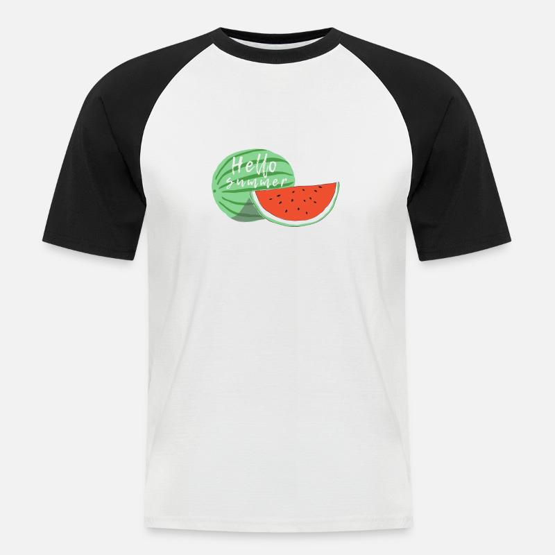 HALLO SOMMER - Männer Baseball-T-Shirt - Weiß/Schwarz