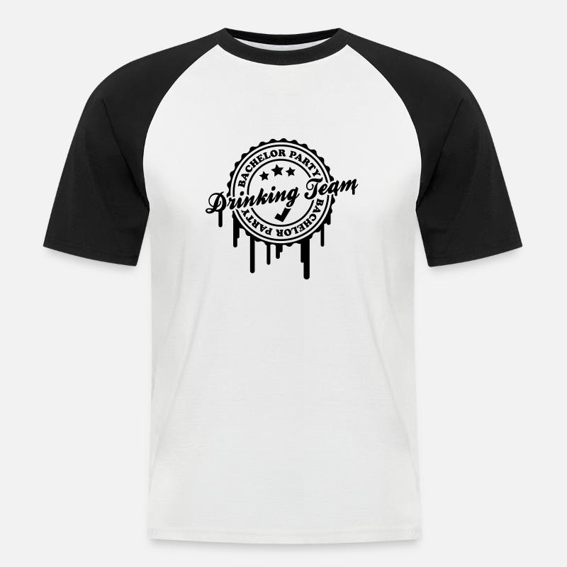bachelor_drinking_team_g1 - Männer Baseball-T-Shirt - Weiß/Schwarz