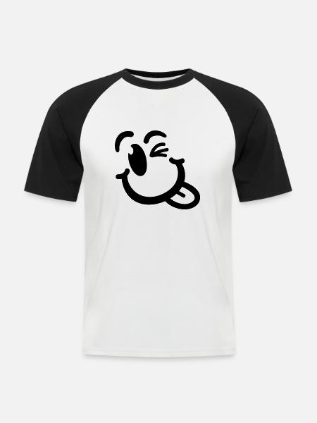 smiley_2_f1_ - Männer Baseball-T-Shirt - Weiß/Schwarz