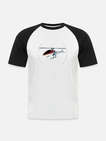 Hubschrauber - Männer Baseball-T-Shirt - Weiß/Schwarz