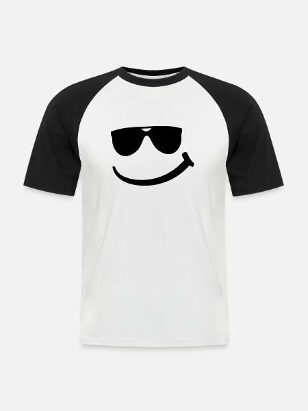 cool_smily_f1 - T-shirt baseball manches courtes Homme - blanc/noir