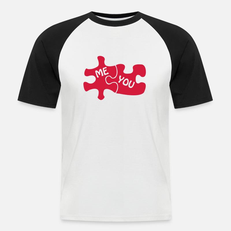 puzzle2 - Men's Baseball T-Shirt - white/black