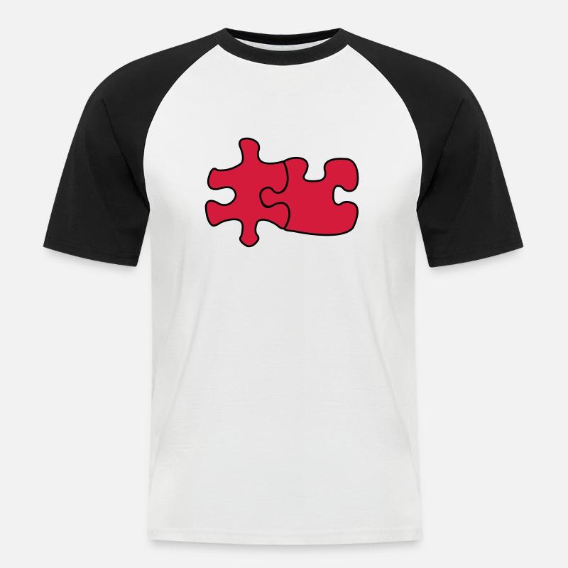 puzzle1 - Männer Baseball-T-Shirt - Weiß/Schwarz